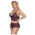 Cottelli Plus Size Floral Bra Set (Black-Purple) - 3XL/4XL