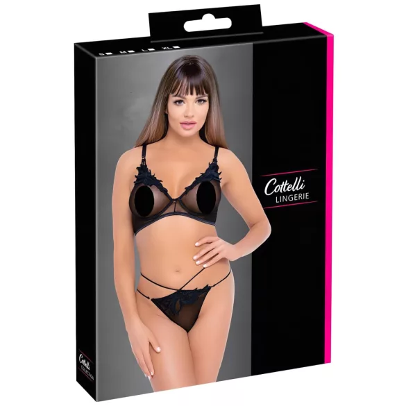Cottelli - Sheer Lace Bra Set (Black)