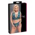 Cottelli Curves - Lace Corset Lingerie Set (Blue) - 2XL