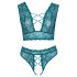 Cottelli Curves - Lace Corset Lingerie Set (Blue) - 2XL