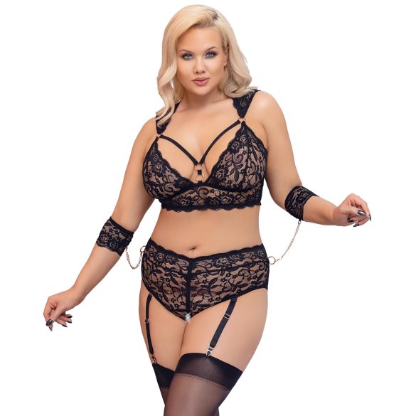 Cottelli Bondage Plus Size - Lace Bra Set (Black) - 3XL