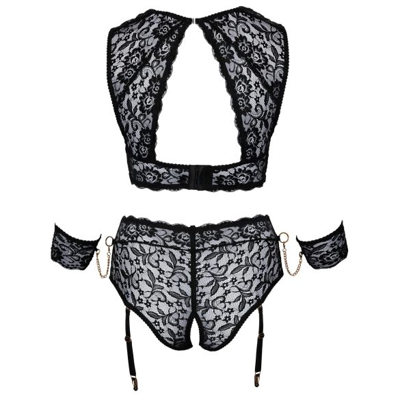 Cottelli Bondage Plus Size - Lace Bra Set (Black) - 3XL