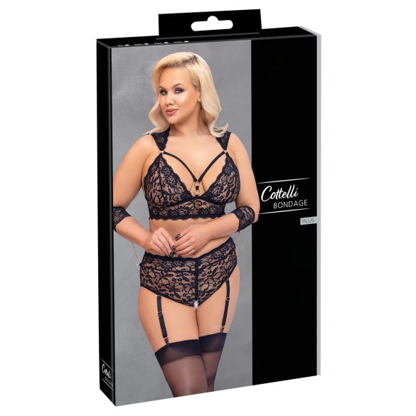 Cottelli Bondage Plus Size - Lace Bra Set (Black) - 4XL