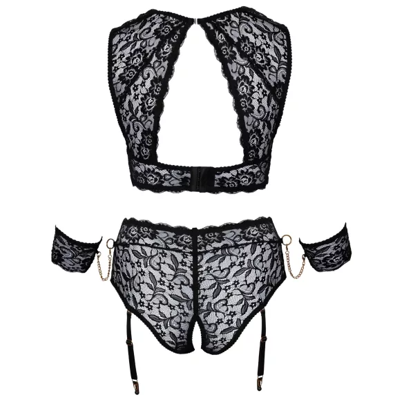 Cottelli Bondage Plus Size - Lace Bra Set (Black) - 4XL
