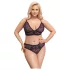 Cottelli Plus Size - Sheer Patterned Bra Set (Purple) - 2XL