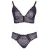 Cottelli Plus Size - Sheer Patterned Bra Set (Purple) - 2XL