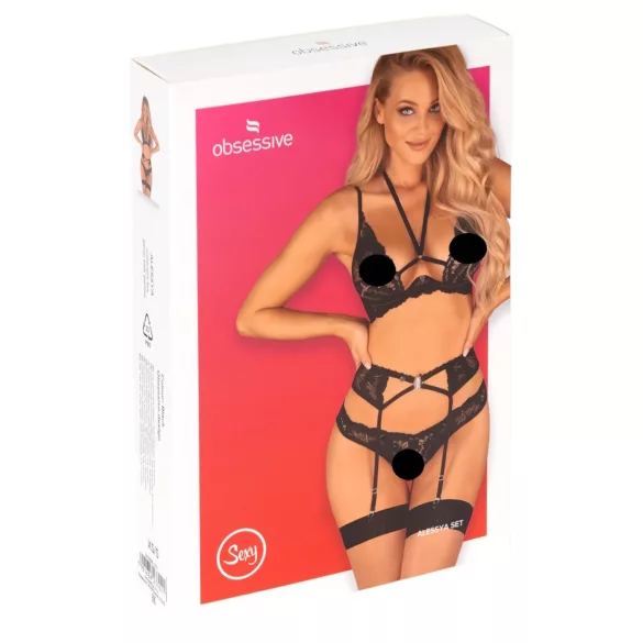 Obsessive Alessya - Black Lace Lingerie Set - M/L