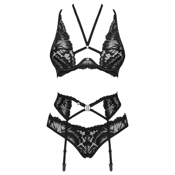 Obsessive Alessya - Black Lace Lingerie Set - M/L