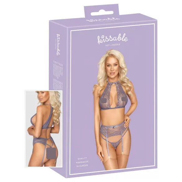 Kissable - lace lingerie set (purple)