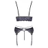 Cottelli - 3-Piece Lace Lingerie Set (Black-Violet) - L