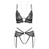 Abierta Fina - Black Lace Open Bra Set - L