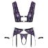 Cottelli Bondage - Lingerie Set with Handcuffs (Black-Purple)