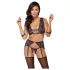Cottelli Bondage - Lingerie Set with Handcuffs (Black-Purple) - M