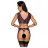 Cottelli Bondage - Lingerie Set with Handcuffs (Black-Purple) - L