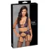 Cottelli Bondage - Lingerie Set with Handcuffs (Black-Purple) - XL