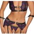 Cottelli Bondage - Lingerie Set with Handcuffs (Black-Purple) - XL