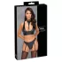 Cottelli Bondage - Shiny Black Bra Set with Cuffs
