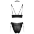 Cottelli Bondage - Shiny Black Bra Set with Cuffs - M