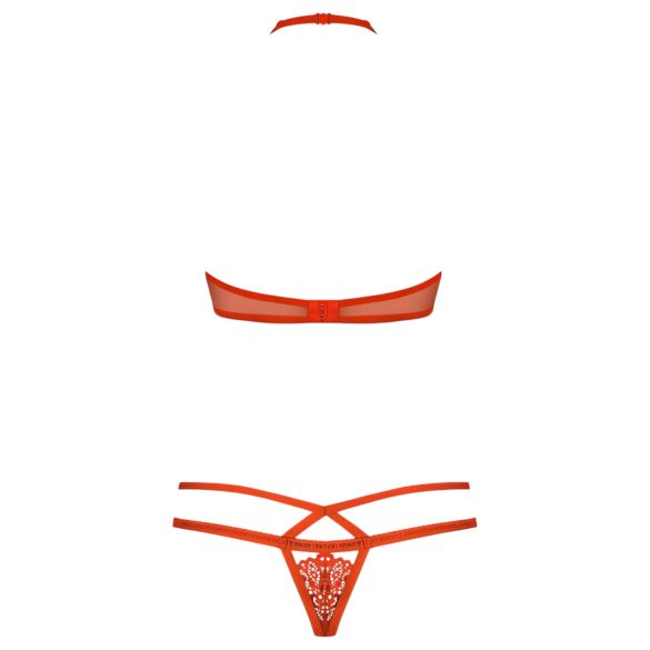 Obsessive 838-SET-3 - Strappy Lace Bra Set (Red) - L/XL