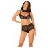 Obsessive Elizenes - Patterned, Sheer Black Bra Set