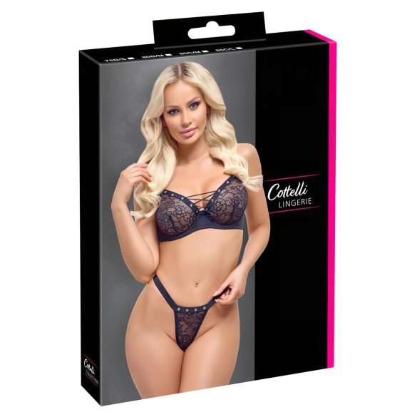Cottelli Party - Lace-Up Bra Set (Black) - 85C/L