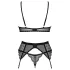 Obsessive Chemeris - bra set with suspender belt (black) - XL/XXL