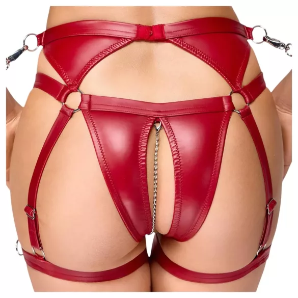 Cottelli Bondage - Shiny Red Bra Set & Handcuffs - L
