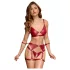 Cottelli Bondage - Shiny Red Bra Set & Handcuffs - XL