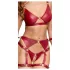 Cottelli Bondage - Shiny Red Bra Set & Handcuffs - XL