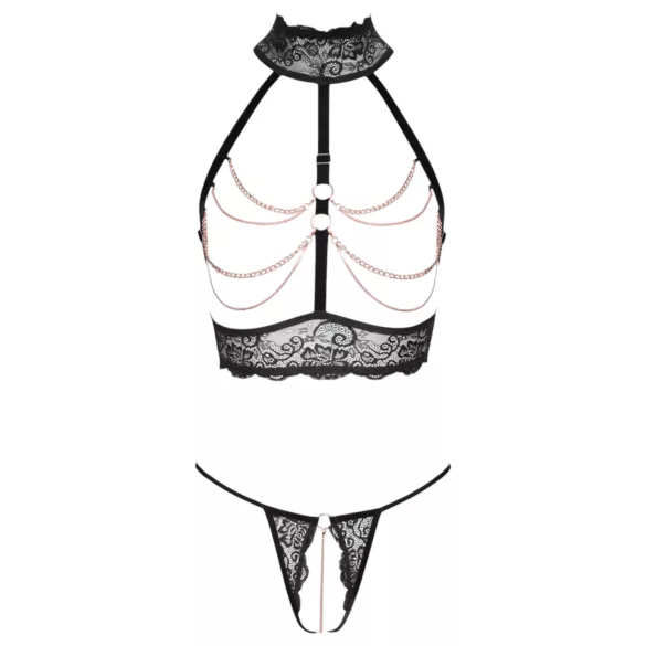 Abierta Fina - Chain Open Lingerie Set (Black)