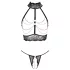 Abierta Fina - Chain Open Lingerie Set (Black) - L