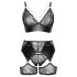 Cottelli Curves - Lace & Leather Accented Bra Set (Black)