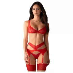 Obsessive Cupid Desir - Lace Lingerie Set (Red) - L/XL