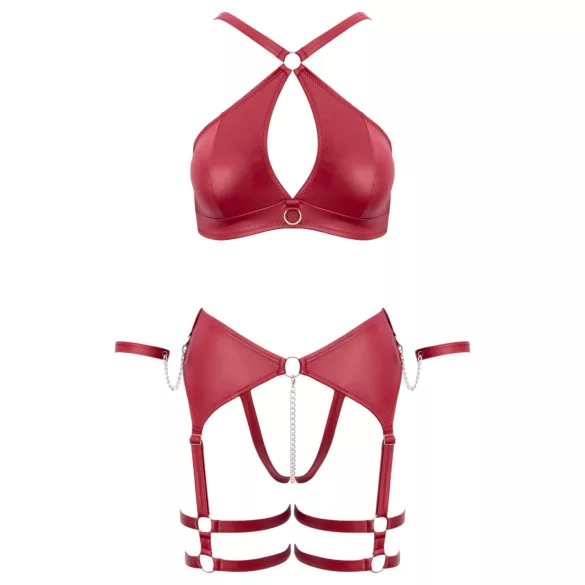 Cottelli Bondage - Cross-Strap Bra Set (Red) - L