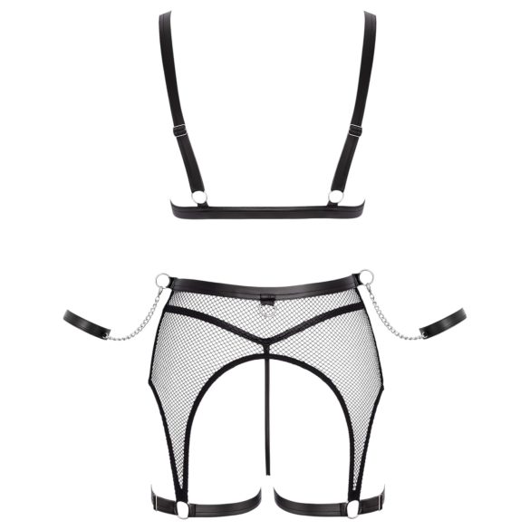 Cottelli Bondage - Sheer Mesh Set with Chains (Black) - M