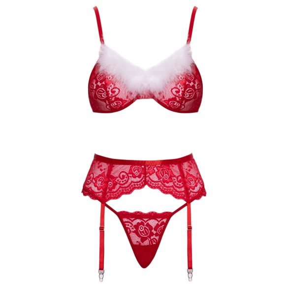 Cottelli - Lace Christmas Bra Set (Red)