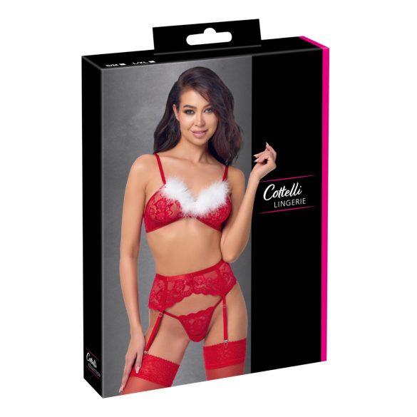 Cottelli - Lace Christmas Bra Set (Red) - L/XL