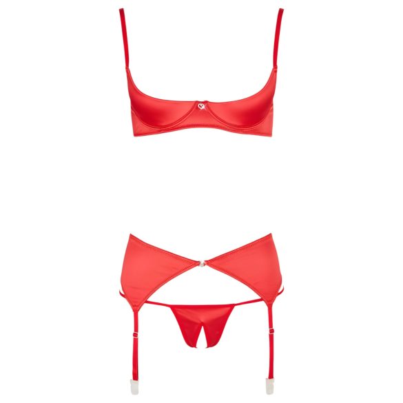 Cottelli - Heart Open Bust Set (Red)  - 80B/M