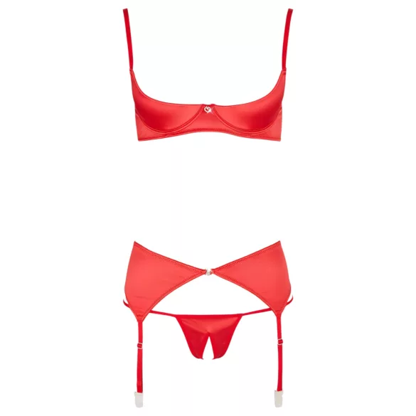 Cottelli - Heart Open Bust Set (Red)  - 85C/L