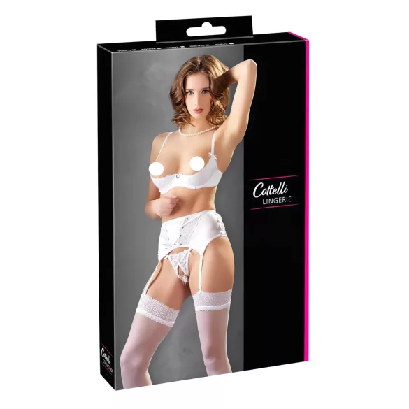 Cottelli - Lace-Up Lifting Bra Set (White) - 80B/M