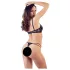 Cottelli - Strappy Ring Bra and Thong Set (Black) - 85C/L