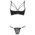 Cottelli - Strappy Ring Bra and Thong Set (Black) - 85C/L
