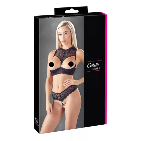 Cottelli - Open Cup Bra Set (Black) - 80B/M