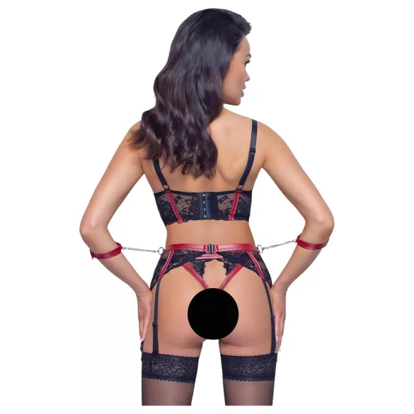 Cottelli Bondage - Matte Lace Shelf Bra Set (Red) - XL