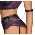 Cottelli Bondage - bra set and arm cuffs (black‑purple) - M