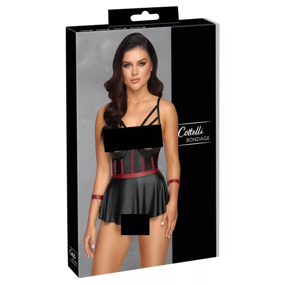 Cottelli Bondage - Shiny Set with Wrist Cuffs (Black)