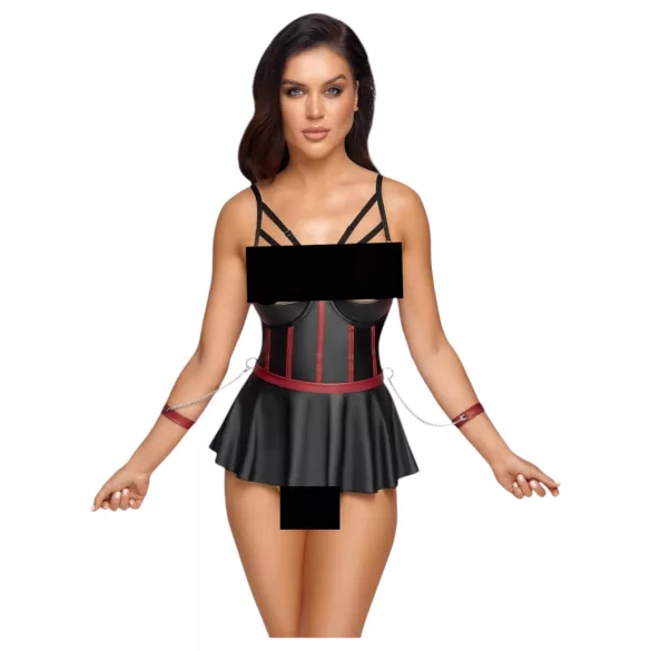 Cottelli Bondage - Shiny Set with Wrist Cuffs (Black) - 85B/L