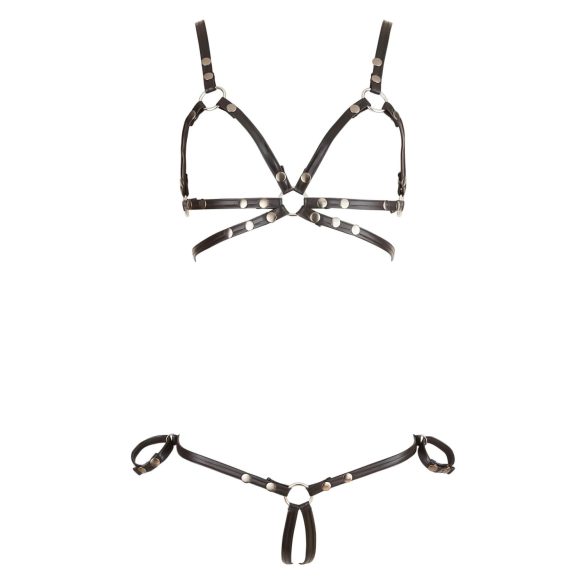 Cottelli Bondage - Glossy Decorative Body Harness Bikini (Black)  - M