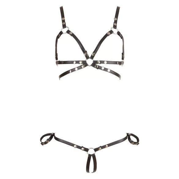 Cottelli Bondage - Glossy Decorative Body Harness Bikini (Black)  - L