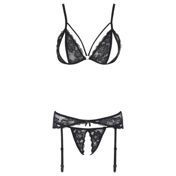 Cottelli - Open Lace Lingerie Set (Black) - XL